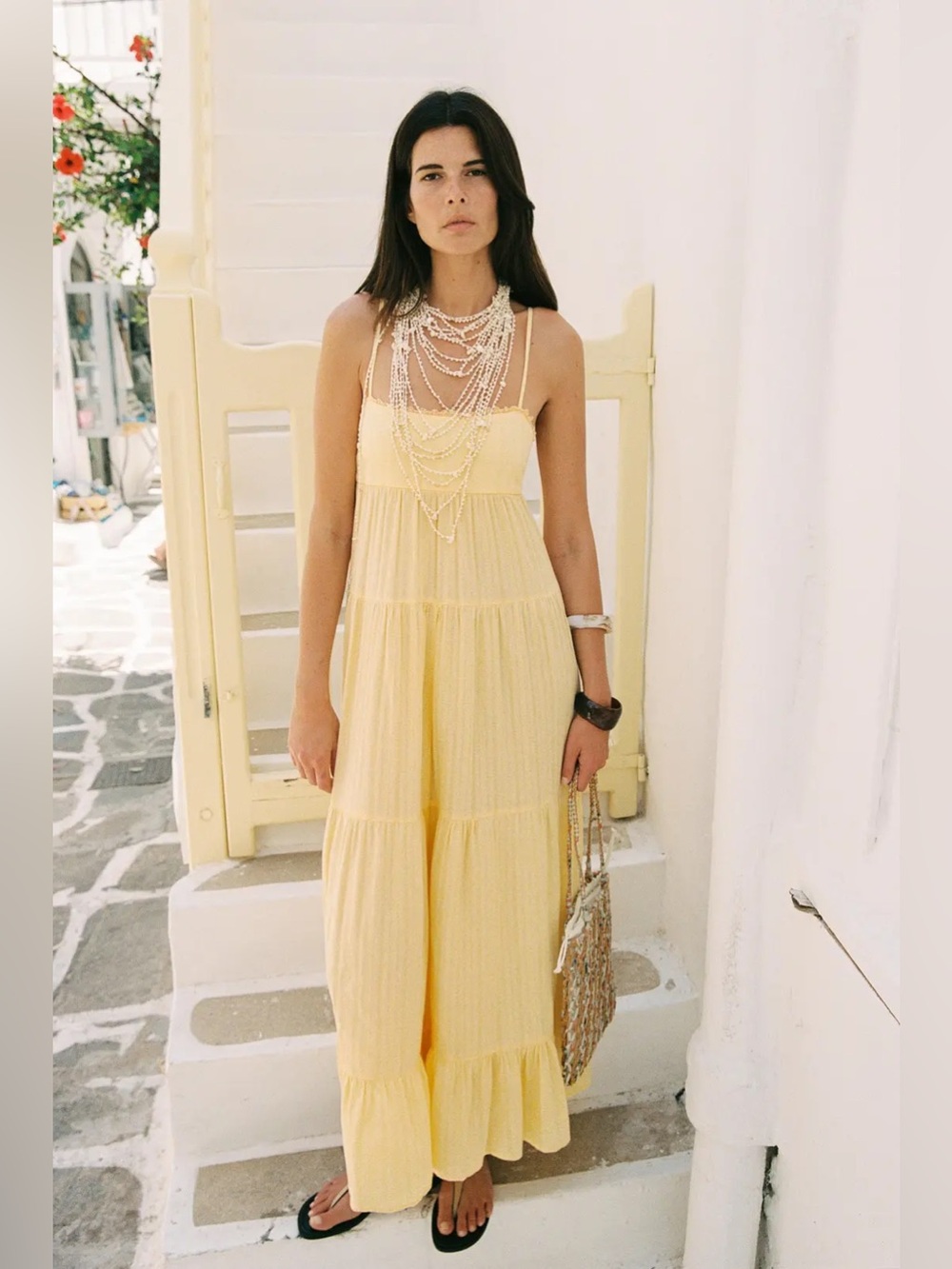 Zara NWT Butter Light Yellow Tiered Maxi Dress - Women's Summer sun Dress